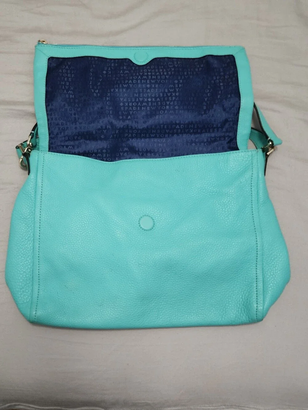 Kate Spade Turquoise Leather Fold-Over Crossbody Bag